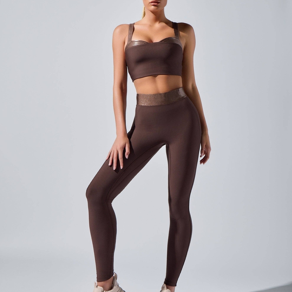 Heroine Sport High-Waist Sculpting Leggings in Oak Brown